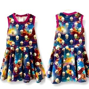 Custom STARBUCKS | Galaxy Frappuccino Coffee Print | Girls Twirl Dress | Size 3T